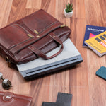 BRAND LEATHER Laptop Bag for Men - Genuine Leather Office Bag with Multiple Compartments Fits 14/15.6/16 Inch Laptop Bag - Messenger and Shoulder Bag for Travel - Water Resistant