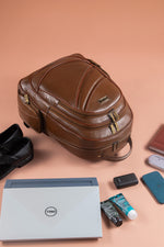 BRAND LEATHER Men's Full Grain Cow Hide Leather 17 Inch Laptop Backpack Large Capacity Weekender Overnight Camping Travel Rucksack