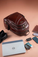 BRAND LEATHER Men's Full Grain Cow Hide Leather 17 Inch Laptop Backpack Large Capacity Weekender Overnight Camping Travel Rucksack