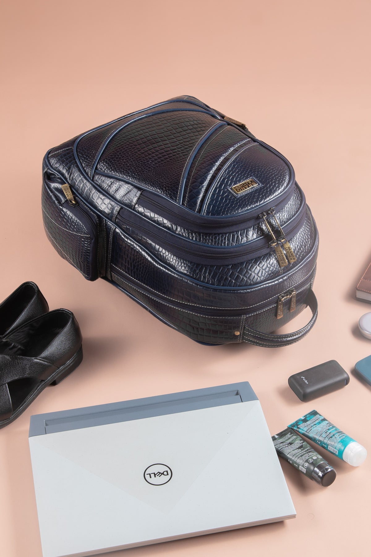 BRAND LEATHER Men's Full Grain Cow Hide Leather 17 Inch Laptop Backpack Large Capacity Weekender Overnight Camping Travel Rucksack