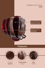 BRAND LEATHER Men's Full Grain Cow Hide Leather 17 Inch Laptop Backpack Large Capacity Weekender Overnight Camping Travel Rucksack