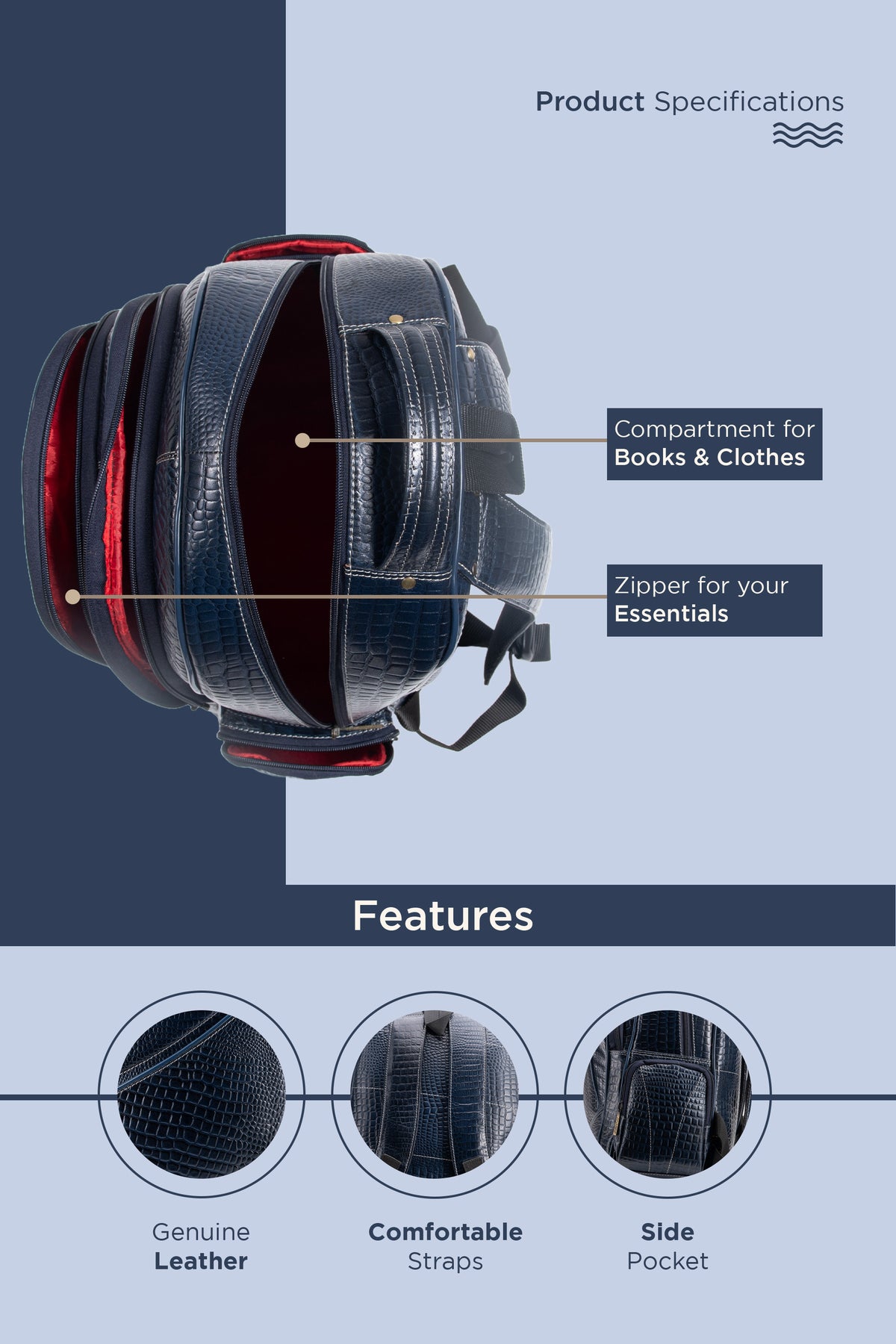 BRAND LEATHER Men's Full Grain Cow Hide Leather 17 Inch Laptop Backpack Large Capacity Weekender Overnight Camping Travel Rucksack