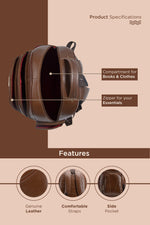 BRAND LEATHER Men's Full Grain Cow Hide Leather 17 Inch Laptop Backpack Large Capacity Weekender Overnight Camping Travel Rucksack