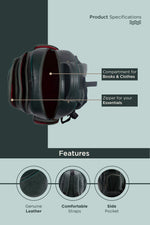 BRAND LEATHER Men's Full Grain Cow Hide Leather 17 Inch Laptop Backpack Large Capacity Weekender Overnight Camping Travel Rucksack