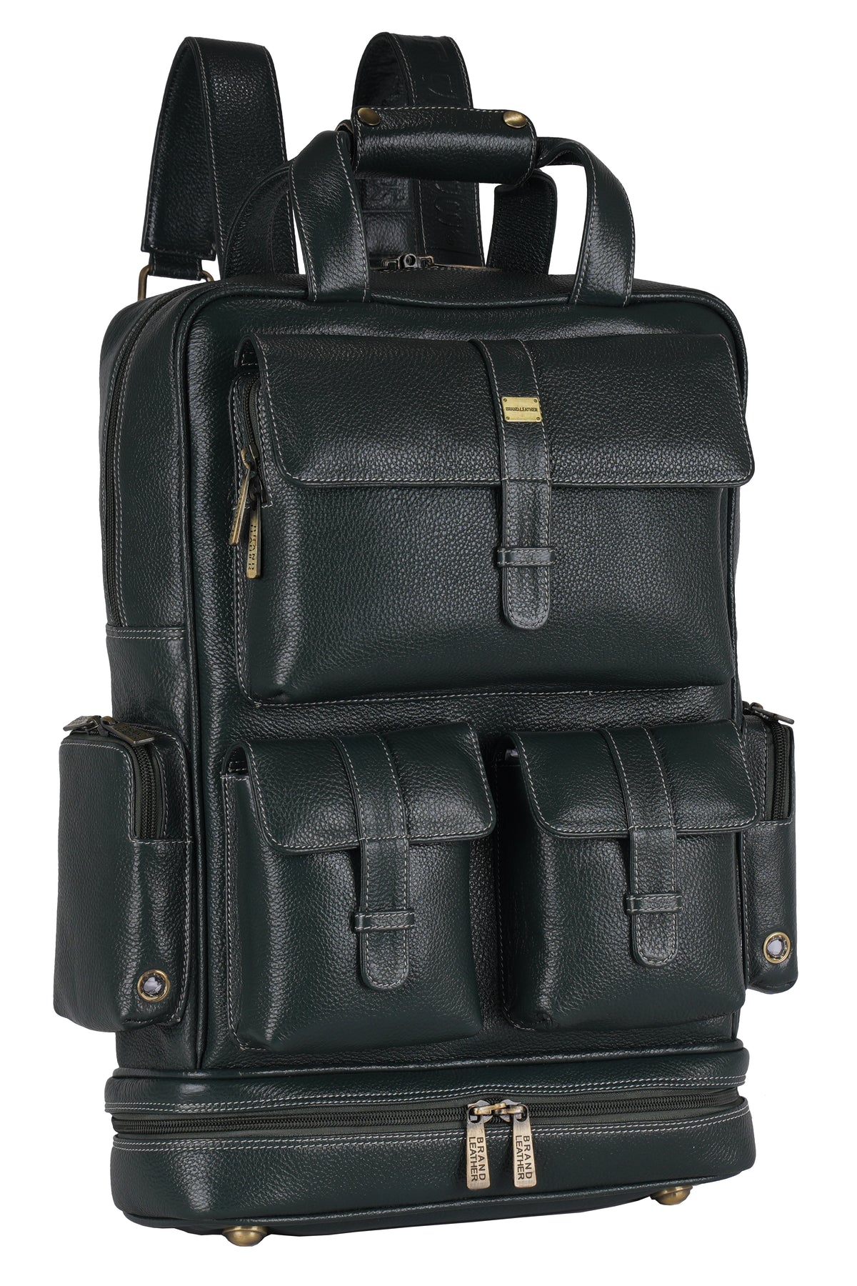 BRAND LEATHER Full Grain Buffalo - Hide Leather Backpack Large Capacity 15/15.6/16/17 Inch Laptop Bag Multi Pockets Travel Daypack