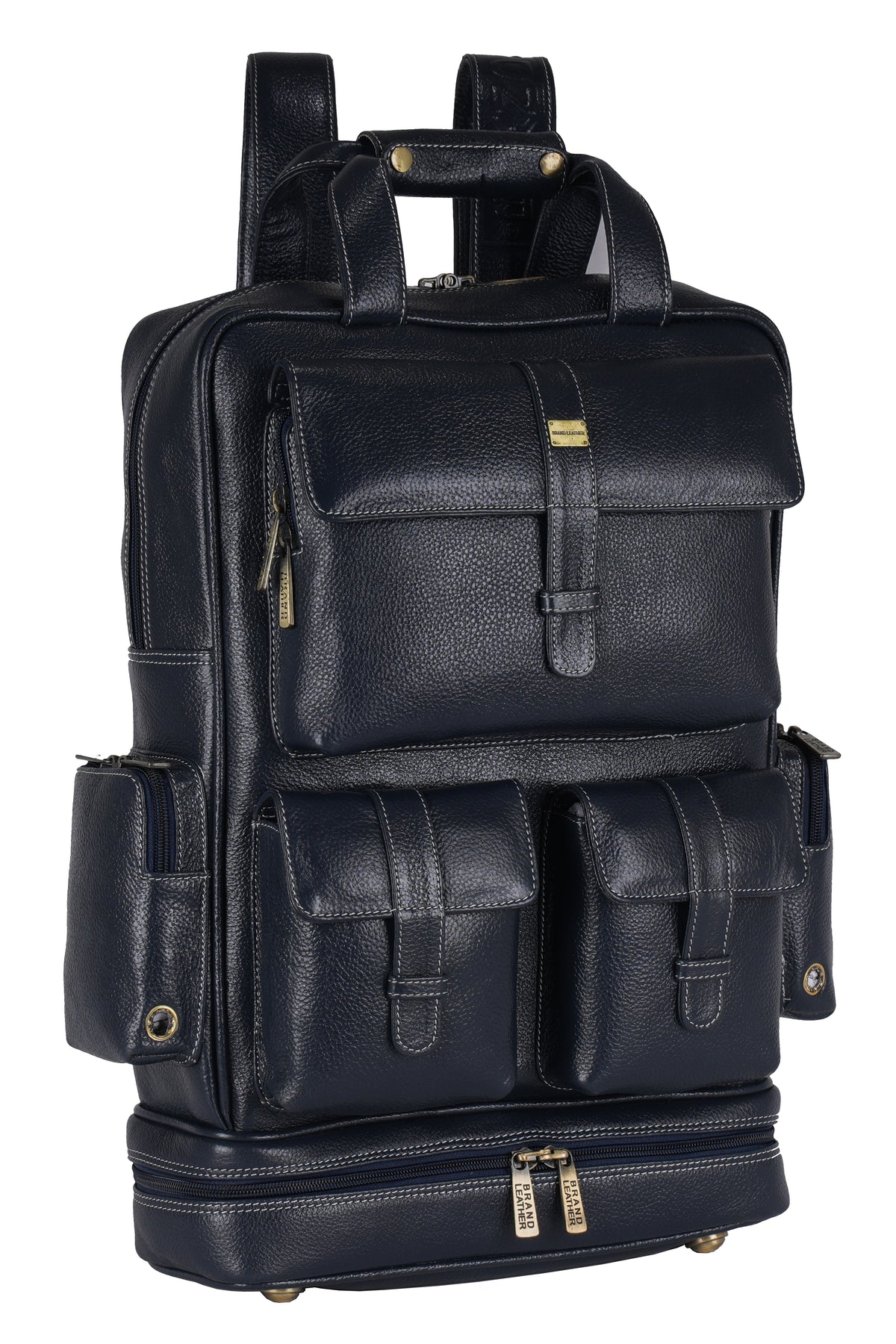 BRAND LEATHER Full Grain Buffalo - Hide Leather Backpack Large Capacity 15/15.6/16/17 Inch Laptop Bag Multi Pockets Travel Daypack