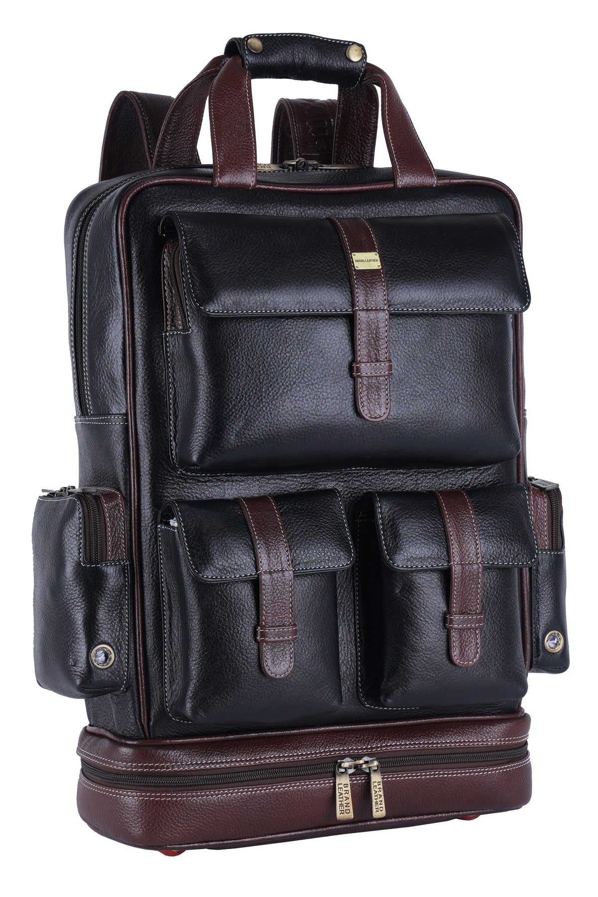 BRAND LEATHER Full Grain Buffalo - Hide Leather Backpack Large Capacity 15/15.6/16/17 Inch Laptop Bag Multi Pockets Travel Daypack