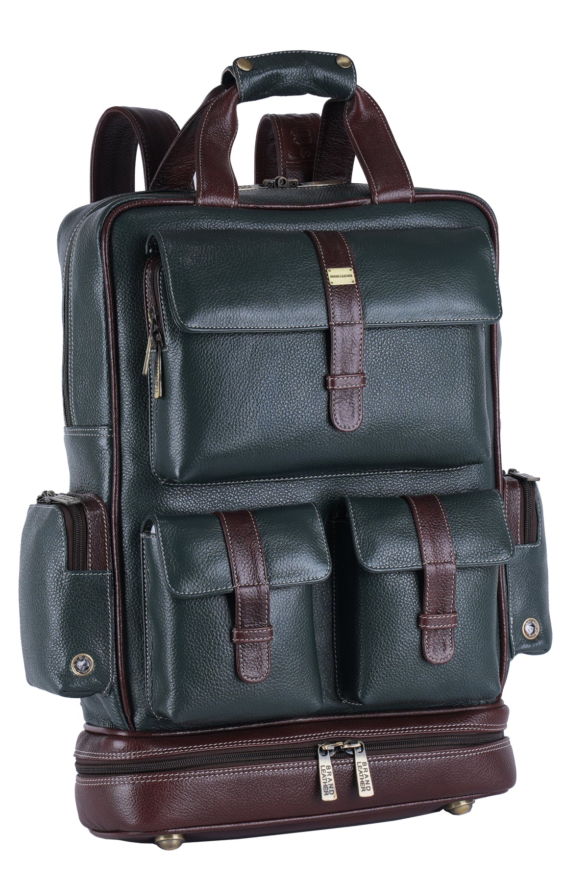 BRAND LEATHER Full Grain Buffalo - Hide Leather Backpack Large Capacity 15/15.6/16/17 Inch Laptop Bag Multi Pockets Travel Daypack