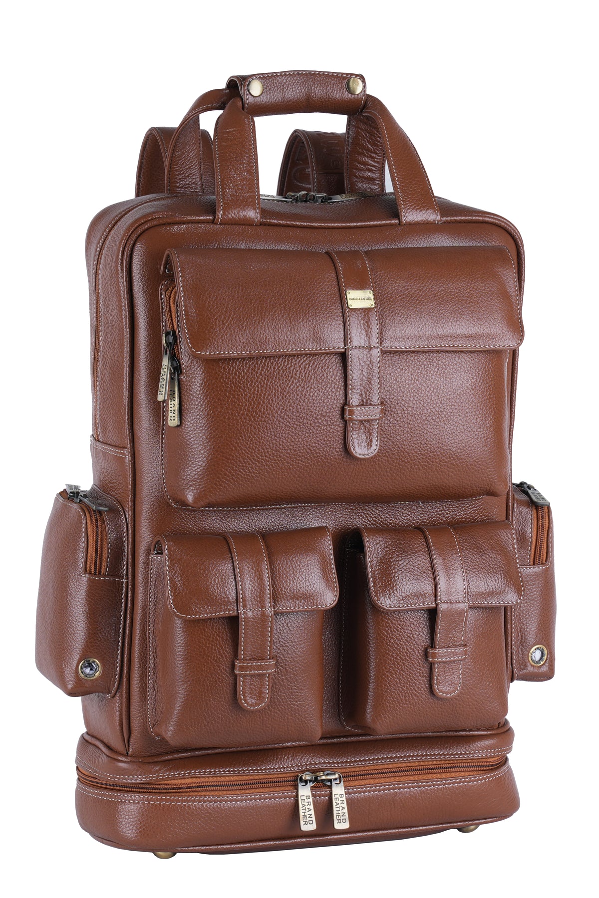 BRAND LEATHER Full Grain Buffalo - Hide Leather Backpack Large Capacity 15/15.6/16/17 Inch Laptop Bag Multi Pockets Travel Daypack