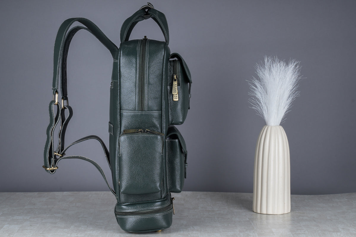 BRAND LEATHER Full Grain Buffalo - Hide Leather Backpack Large Capacity 15/15.6/16/17 Inch Laptop Bag Multi Pockets Travel Daypack