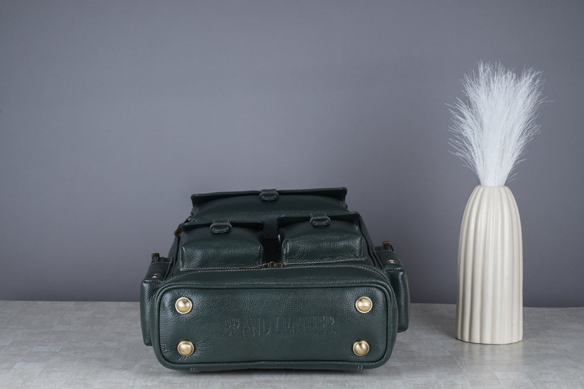 BRAND LEATHER Full Grain Buffalo - Hide Leather Backpack Large Capacity 15/15.6/16/17 Inch Laptop Bag Multi Pockets Travel Daypack