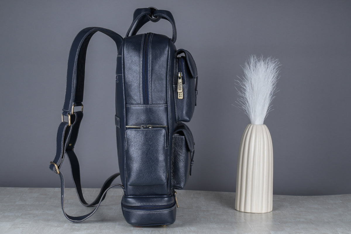 BRAND LEATHER Full Grain Buffalo - Hide Leather Backpack Large Capacity 15/15.6/16/17 Inch Laptop Bag Multi Pockets Travel Daypack