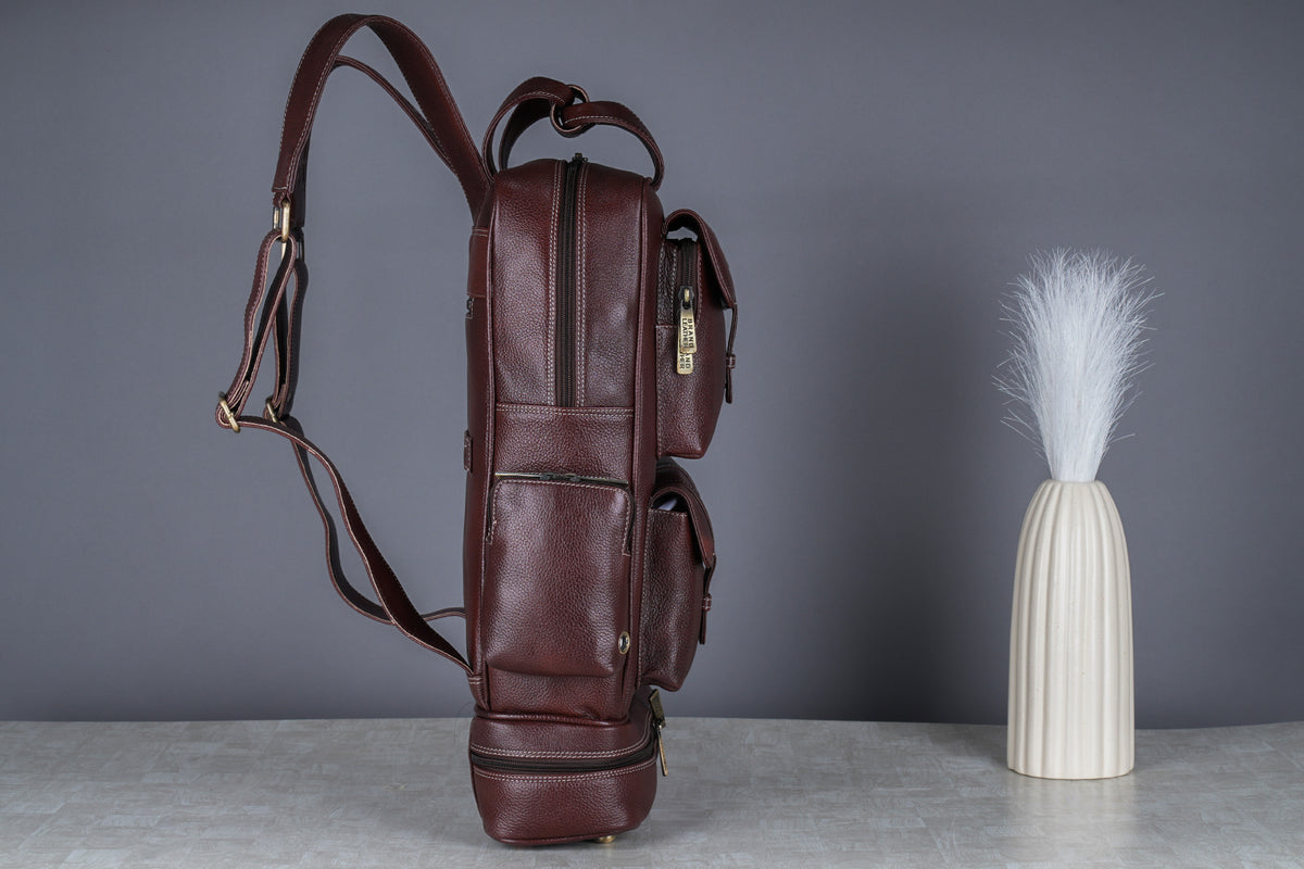 BRAND LEATHER Full Grain Buffalo - Hide Leather Backpack Large Capacity 15/15.6/16/17 Inch Laptop Bag Multi Pockets Travel Daypack