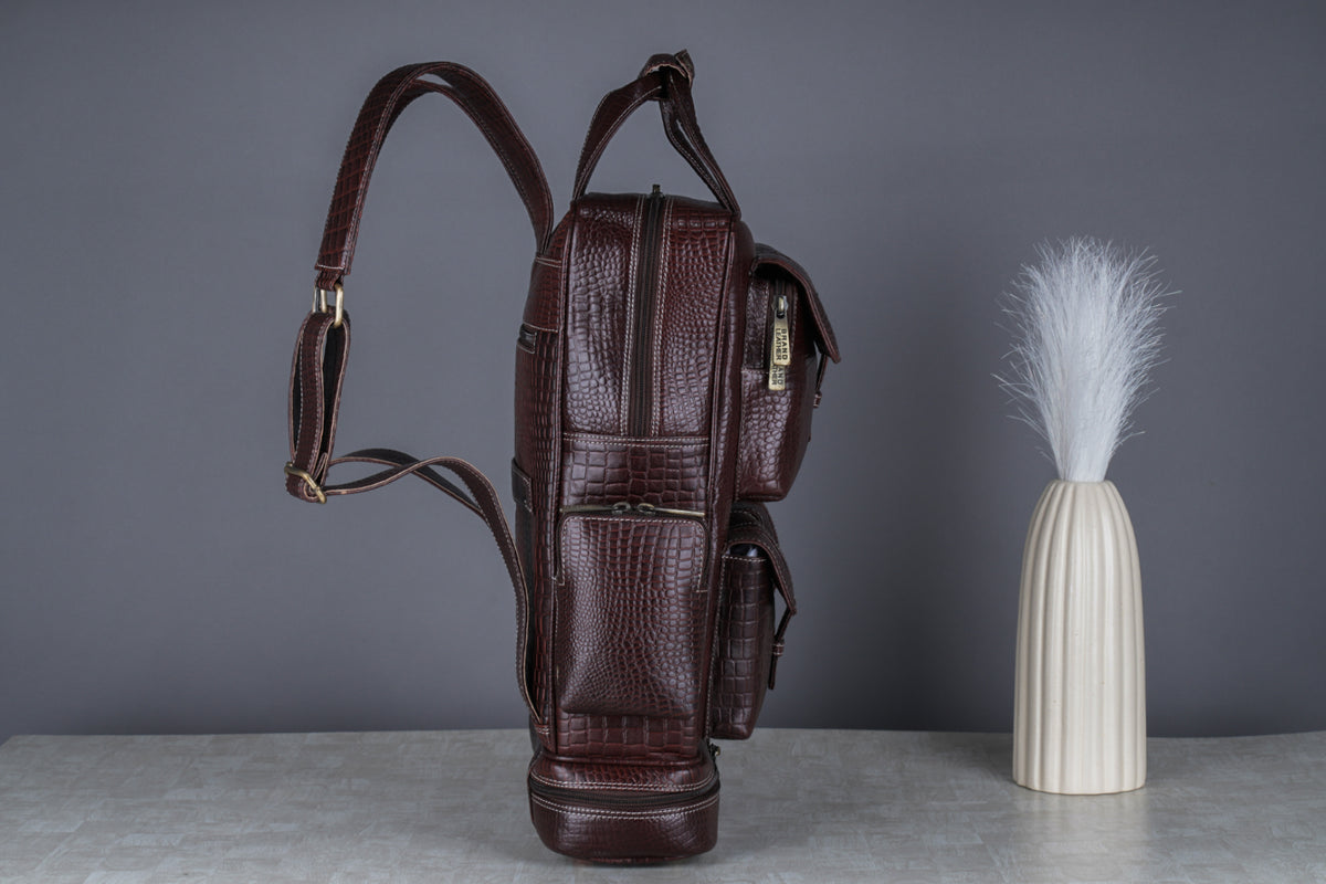 BRAND LEATHER Full Grain Buffalo - Hide Leather Backpack Large Capacity 15/15.6/16/17 Inch Laptop Bag Multi Pockets Travel Daypack