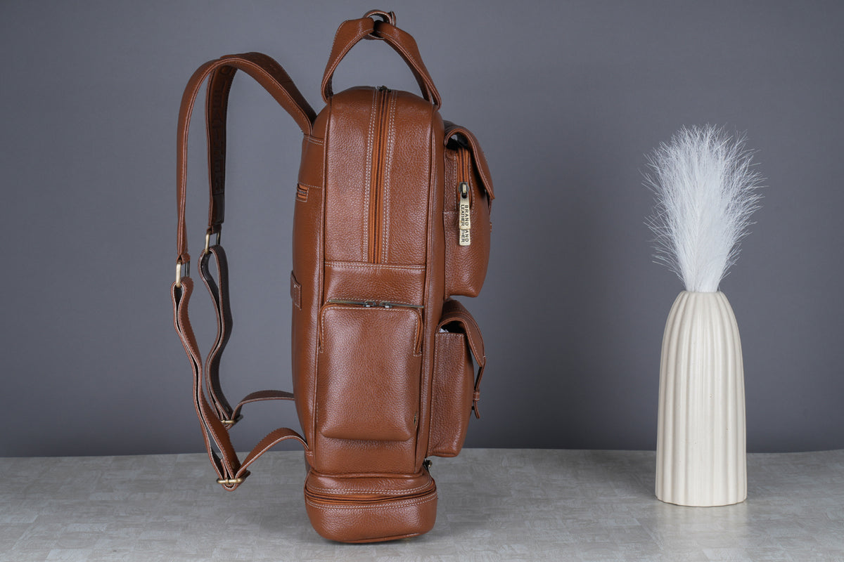 BRAND LEATHER Full Grain Buffalo - Hide Leather Backpack Large Capacity 15/15.6/16/17 Inch Laptop Bag Multi Pockets Travel Daypack