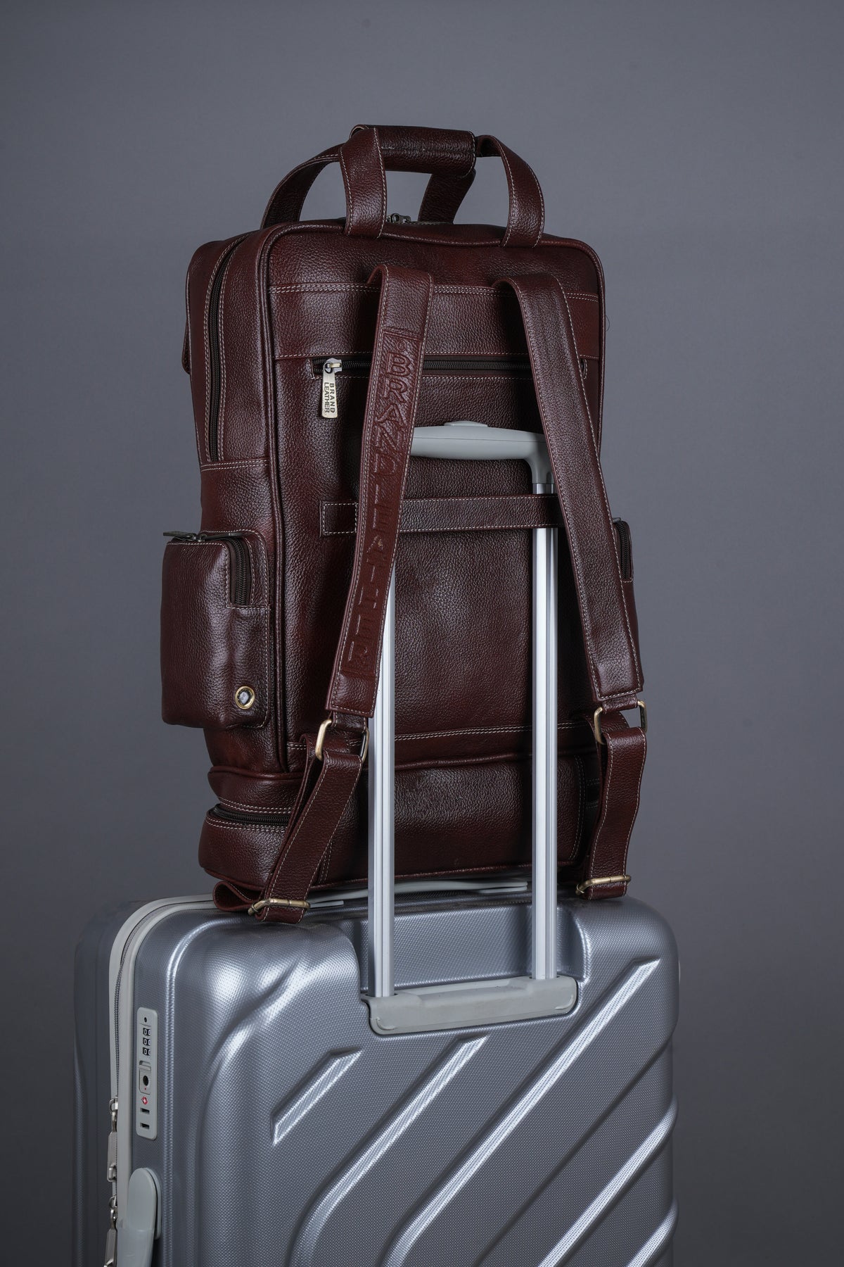 BRAND LEATHER Full Grain Buffalo - Hide Leather Backpack Large Capacity 15/15.6/16/17 Inch Laptop Bag Multi Pockets Travel Daypack