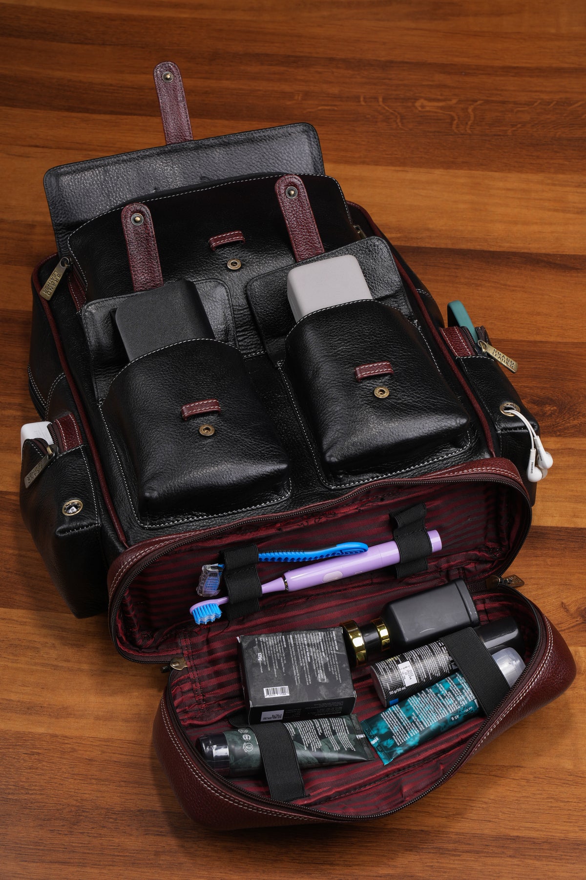 BRAND LEATHER Full Grain Buffalo - Hide Leather Backpack Large Capacity 15/15.6/16/17 Inch Laptop Bag Multi Pockets Travel Daypack