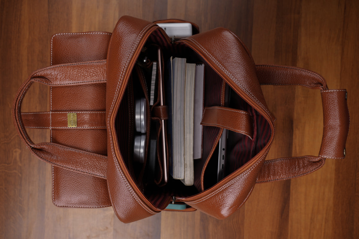 BRAND LEATHER Full Grain Buffalo - Hide Leather Backpack Large Capacity 15/15.6/16/17 Inch Laptop Bag Multi Pockets Travel Daypack