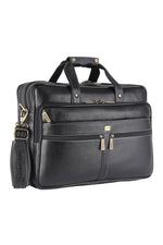 Laptop Bag for Men - Genuine Leather Shoulder Bag for Office and Travel, Brown, Fits upto 16" Laptop, Water Resistant, Multiple Compartments, Messenger bags with Trolley Strap