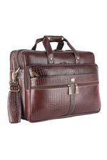 Laptop Bag for Men - Genuine Leather Shoulder Bag for Office and Travel, Brown, Fits upto 16" Laptop, Water Resistant, Multiple Compartments, Messenger bags with Trolley Strap