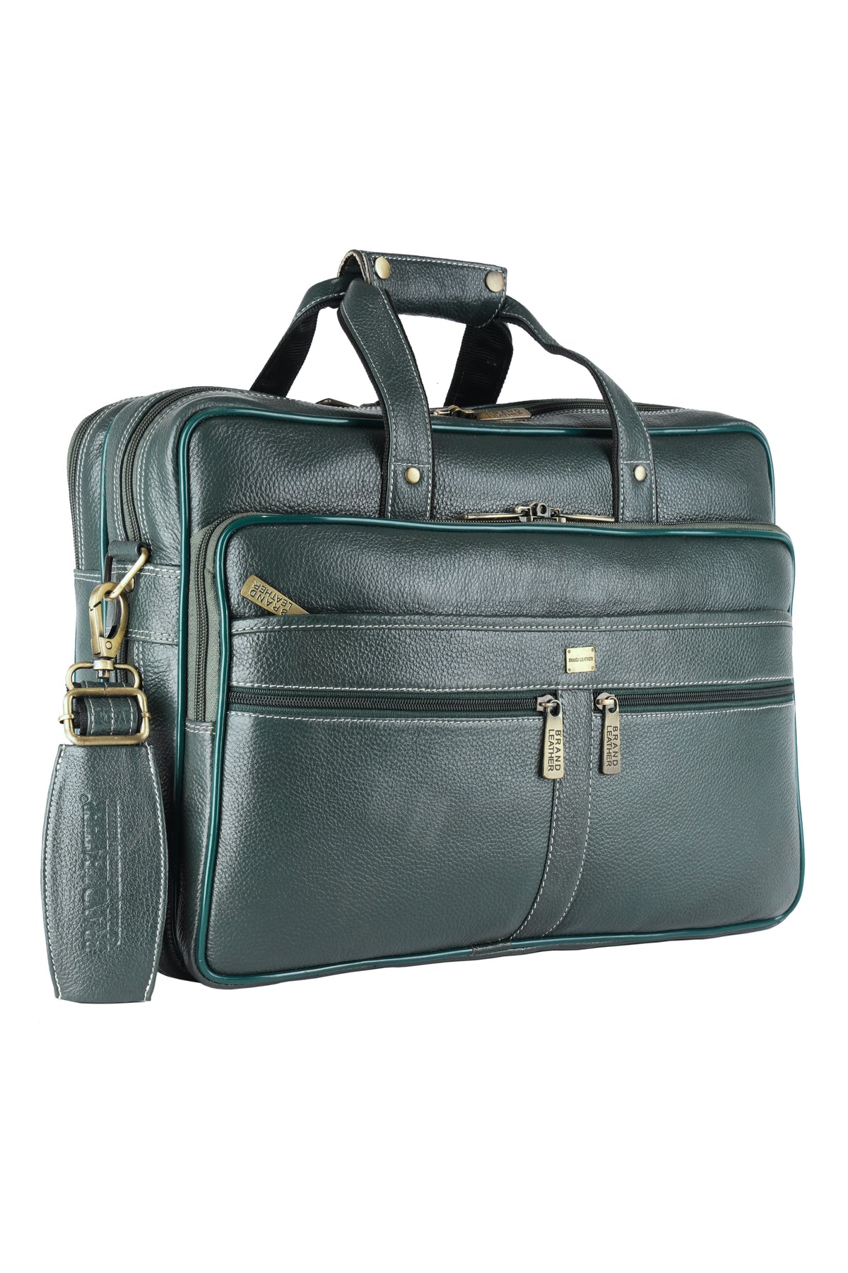 Laptop Bag for Men - Genuine Leather Shoulder Bag for Office and Travel, Brown, Fits upto 16" Laptop, Water Resistant, Multiple Compartments, Messenger bags with Trolley Strap