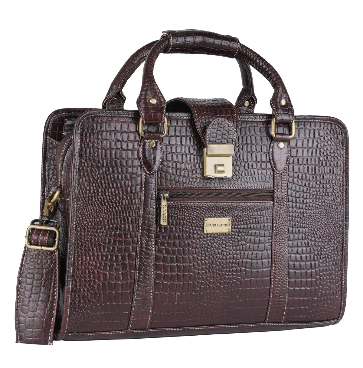 BRAND LEATHER Genuine Leather Laptop Bag for Men - Office Bag, Brown - Fits Up to 14/15.6/16 Inch Laptop/MacBook - Laptop Messenger Bag/Side Shoulder Bag with Adjustable Strap - 1 Year Warranty