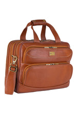 Genuine Leather Laptop Bag for Men/Office Bag for Men, Brown | Fits Upto 16" Laptop/MacBook| Bag with Shoulder Straps | Laptop Messenger Bag/Leather Bag for Men with Trolley Straps
