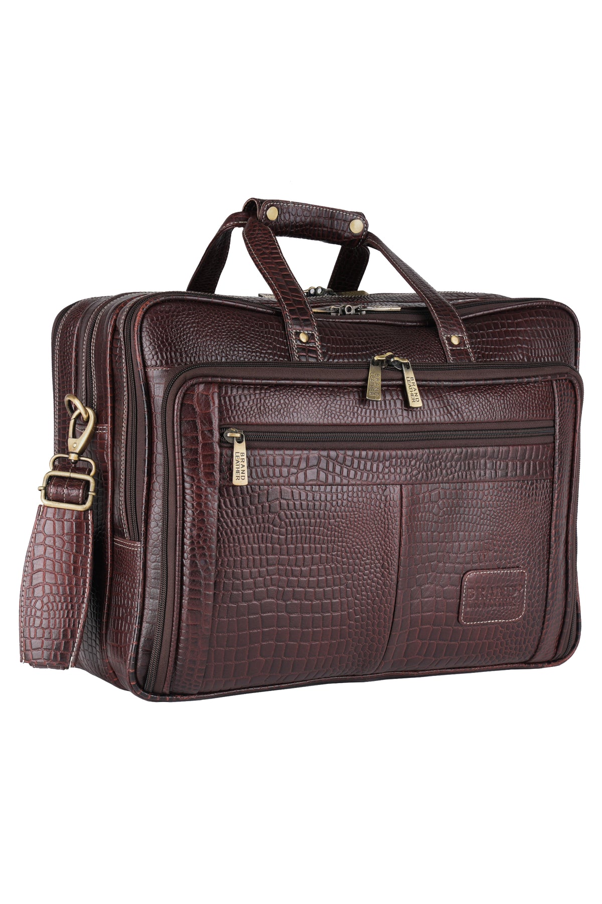 Genuine Leather 17 inch Laptop Messenger Bag with 3 Gusset|Shoulder Padded|ATM Card Slot|Mobile Pocket|Pen Pocket