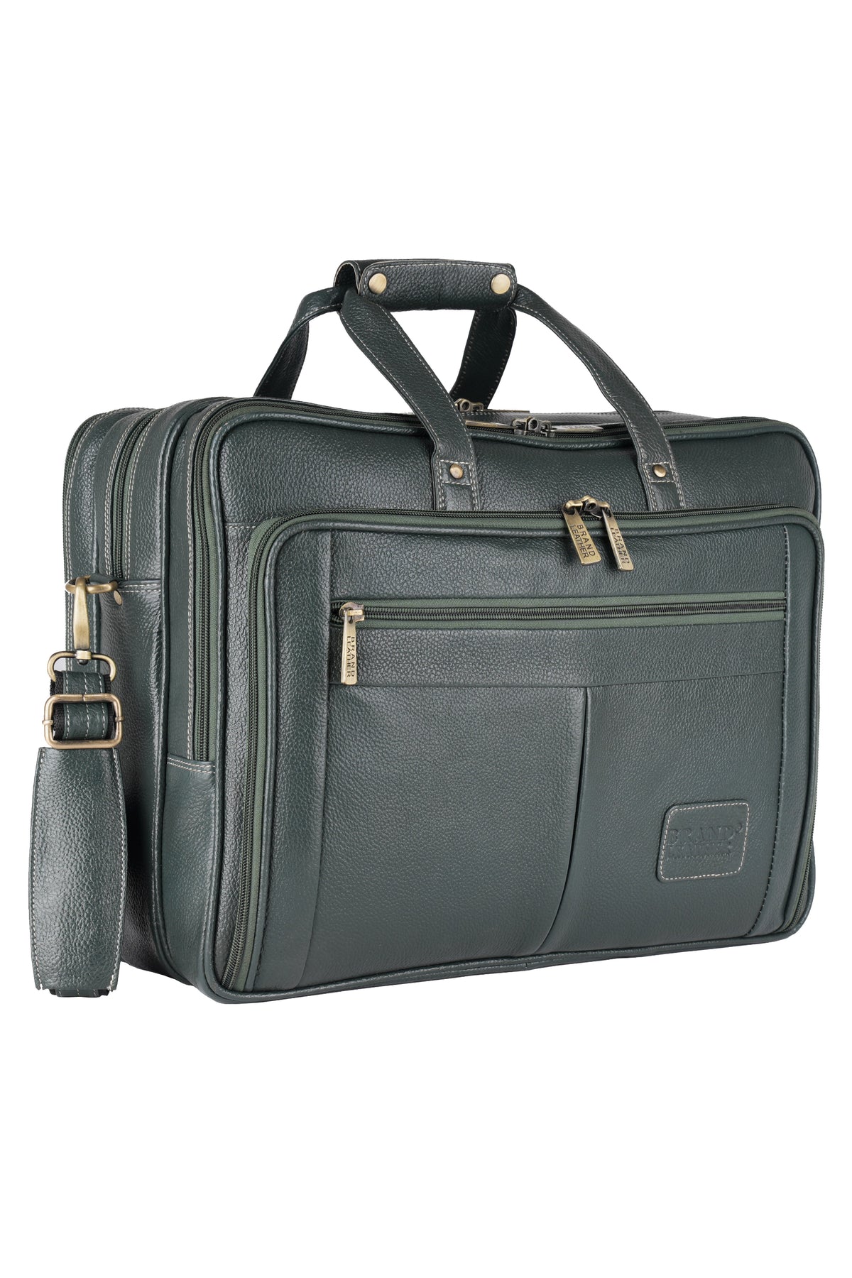 Genuine Leather 17 inch Laptop Messenger Bag with 3 Gusset|Shoulder Padded|ATM Card Slot|Mobile Pocket|Pen Pocket