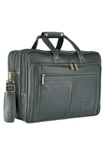 Genuine Leather 17 inch Laptop Messenger Bag with 3 Gusset|Shoulder Padded|ATM Card Slot|Mobile Pocket|Pen Pocket