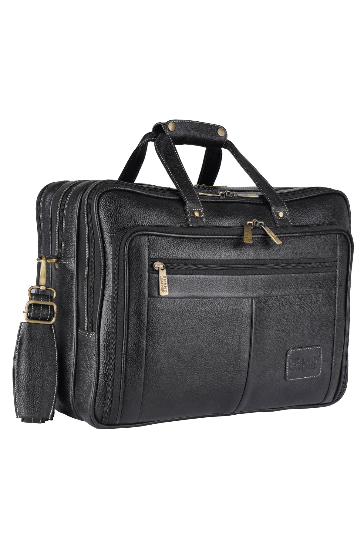 Genuine Leather 17 inch Laptop Messenger Bag with 3 Gusset|Shoulder Padded|ATM Card Slot|Mobile Pocket|Pen Pocket
