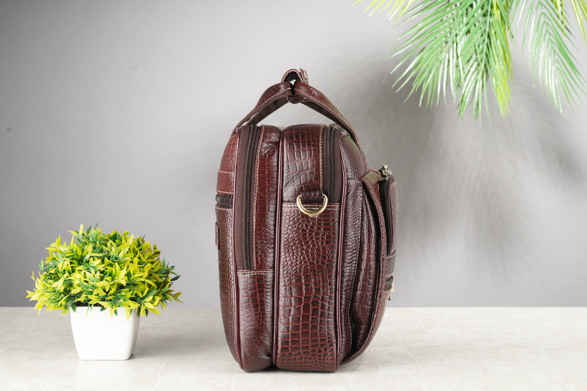 Genuine Leather Laptop Bag for Men - Office Bag, Brown - Fits Up to 16-inch Laptop/MacBook - Shoulder Bag/Hand Bag