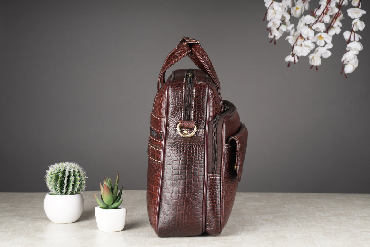 BRAND LEATHER Laptop Bag for Men - Genuine Leather Office Bag with Multiple Compartments Fits 14/15.6/16 Inch Laptop Bag - Messenger and Shoulder Bag for Travel - Water Resistant