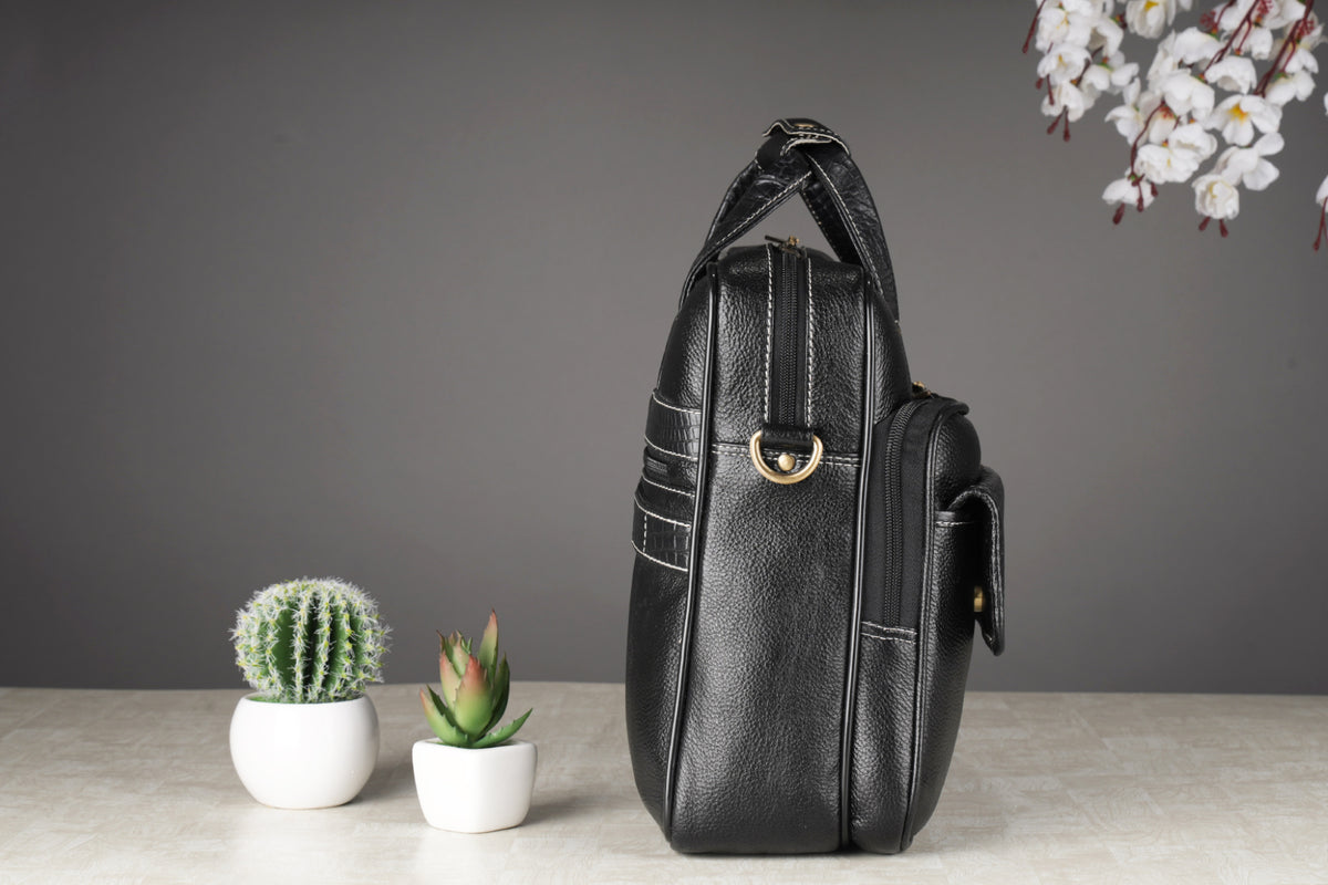 BRAND LEATHER Laptop Bag for Men - Genuine Leather Office Bag with Multiple Compartments Fits 14/15.6/16 Inch Laptop Bag - Messenger and Shoulder Bag for Travel - Water Resistant