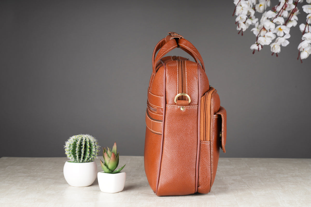BRAND LEATHER Laptop Bag for Men - Genuine Leather Office Bag with Multiple Compartments Fits 14/15.6/16 Inch Laptop Bag - Messenger and Shoulder Bag for Travel - Water Resistant