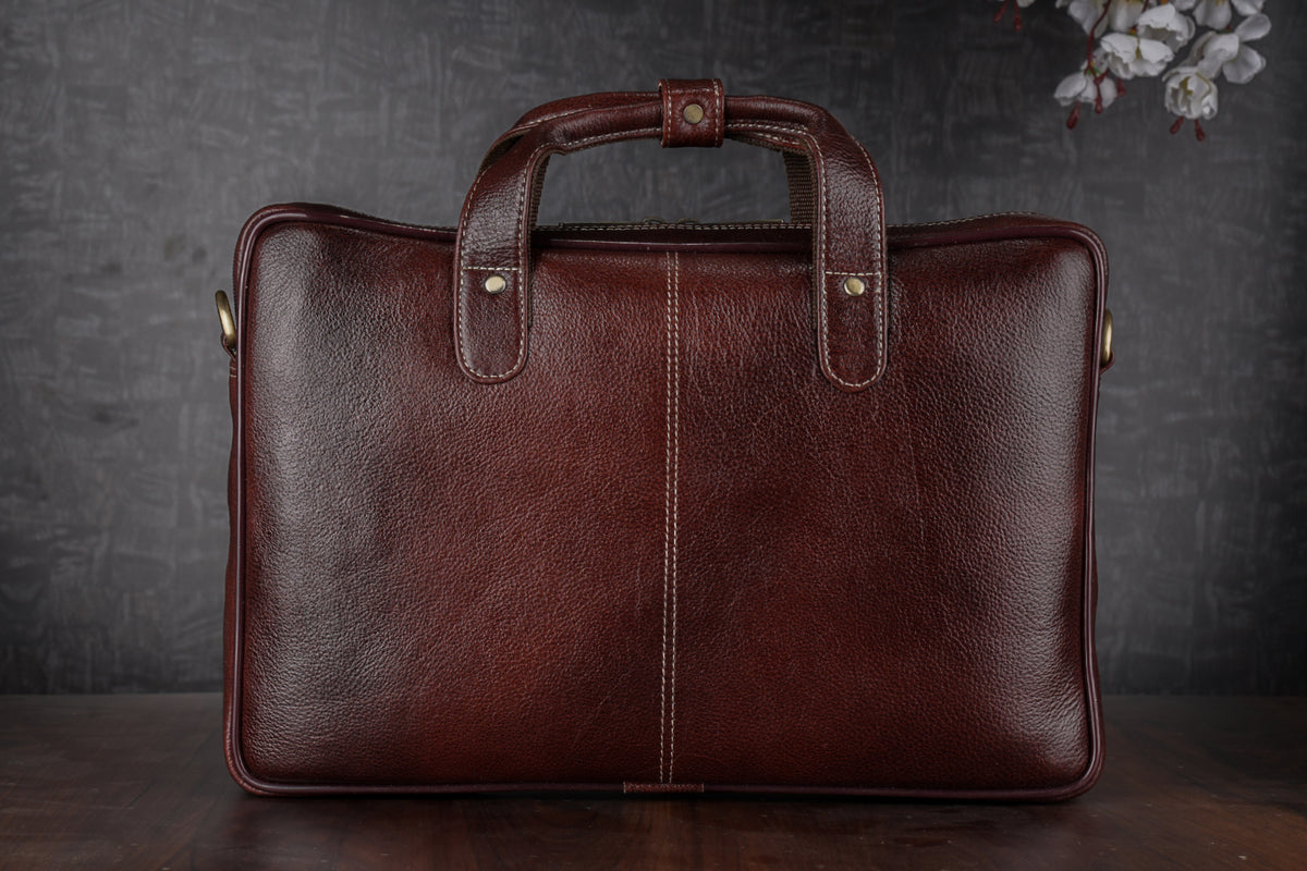 BRAND LEATHER Genuine Leather Laptop Bag for Men/Office Bag for Men |Fits 14|15.6|16 Inch Laptop Bag/MacBook |Leather Bag for Men with Shoulder Straps|Crossbody Laptop Messenger Bag for Men