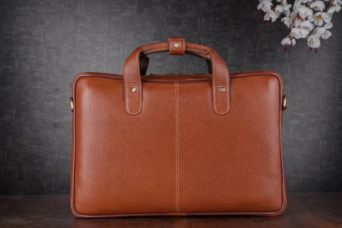 BRAND LEATHER Genuine Leather Laptop Bag for Men/Office Bag for Men |Fits 14|15.6|16 Inch Laptop Bag/MacBook |Leather Bag for Men with Shoulder Straps|Crossbody Laptop Messenger Bag for Men