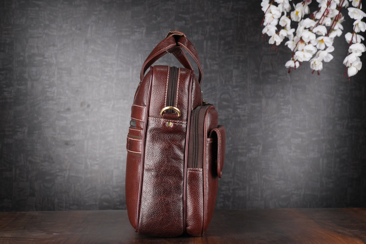 BRAND LEATHER Laptop Bag for Men - Genuine Leather Office Bag with Multiple Compartments Fits 14/15.6/16 Inch Laptop Bag - Messenger and Shoulder Bag for Travel - Water Resistant