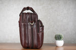 Laptop Bag for Men - Genuine Leather Shoulder Bag for Office and Travel, Brown, Fits upto 16" Laptop, Water Resistant, Multiple Compartments, Messenger bags with Trolley Strap