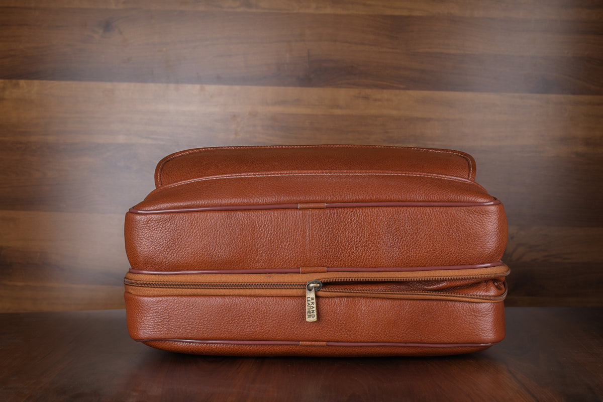 Genuine Leather Laptop Bag for Men/Office Bag for Men, Brown | Fits Upto 16" Laptop/MacBook| Bag with Shoulder Straps | Laptop Messenger Bag/Leather Bag for Men with Trolley Straps