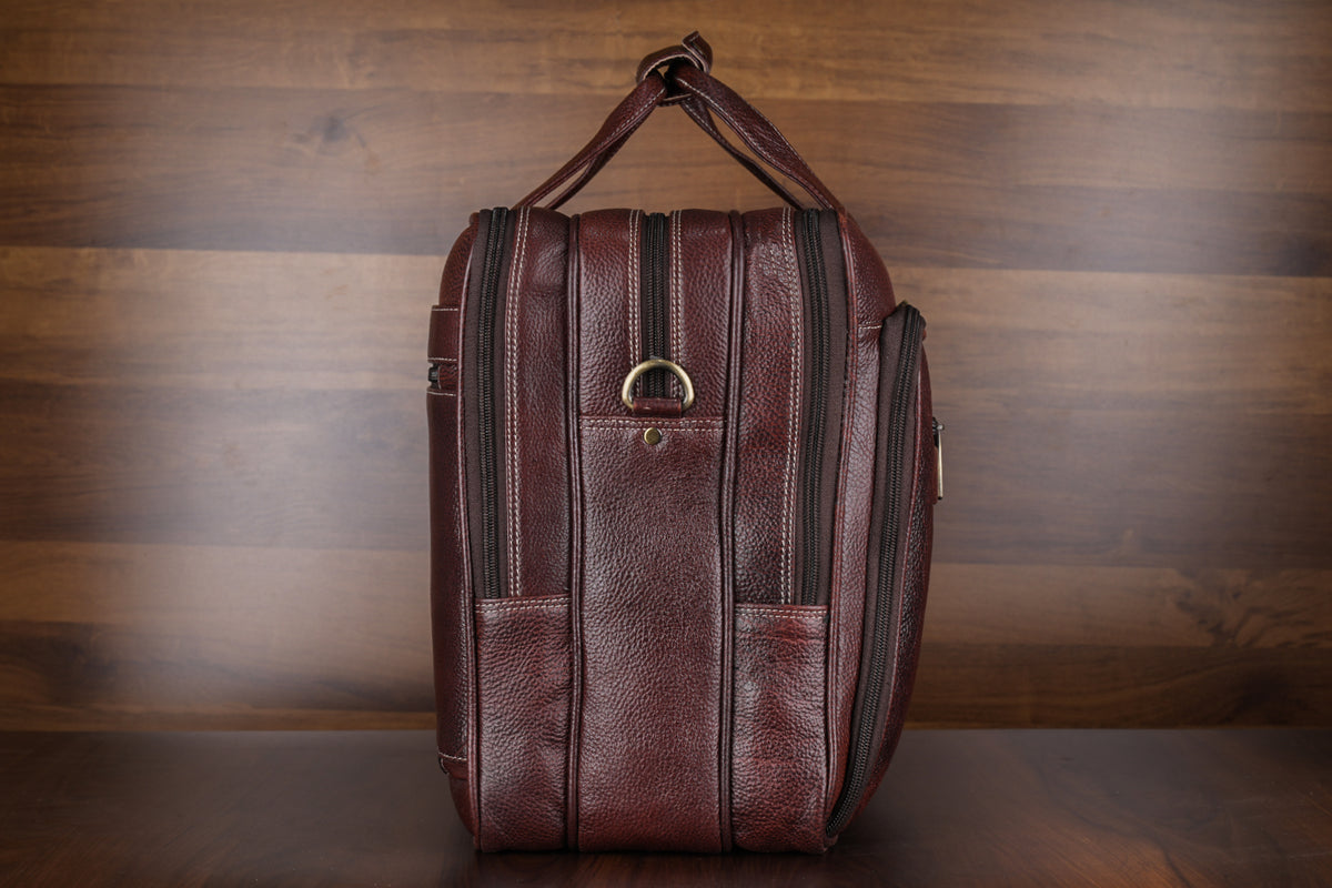 Genuine Leather 17 inch Laptop Messenger Bag with 3 Gusset|Shoulder Padded|ATM Card Slot|Mobile Pocket|Pen Pocket
