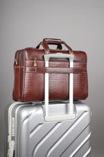 Genuine Leather Laptop Bag for Men - Office Bag, Brown - Fits Up to 16-inch Laptop/MacBook - Shoulder Bag/Hand Bag