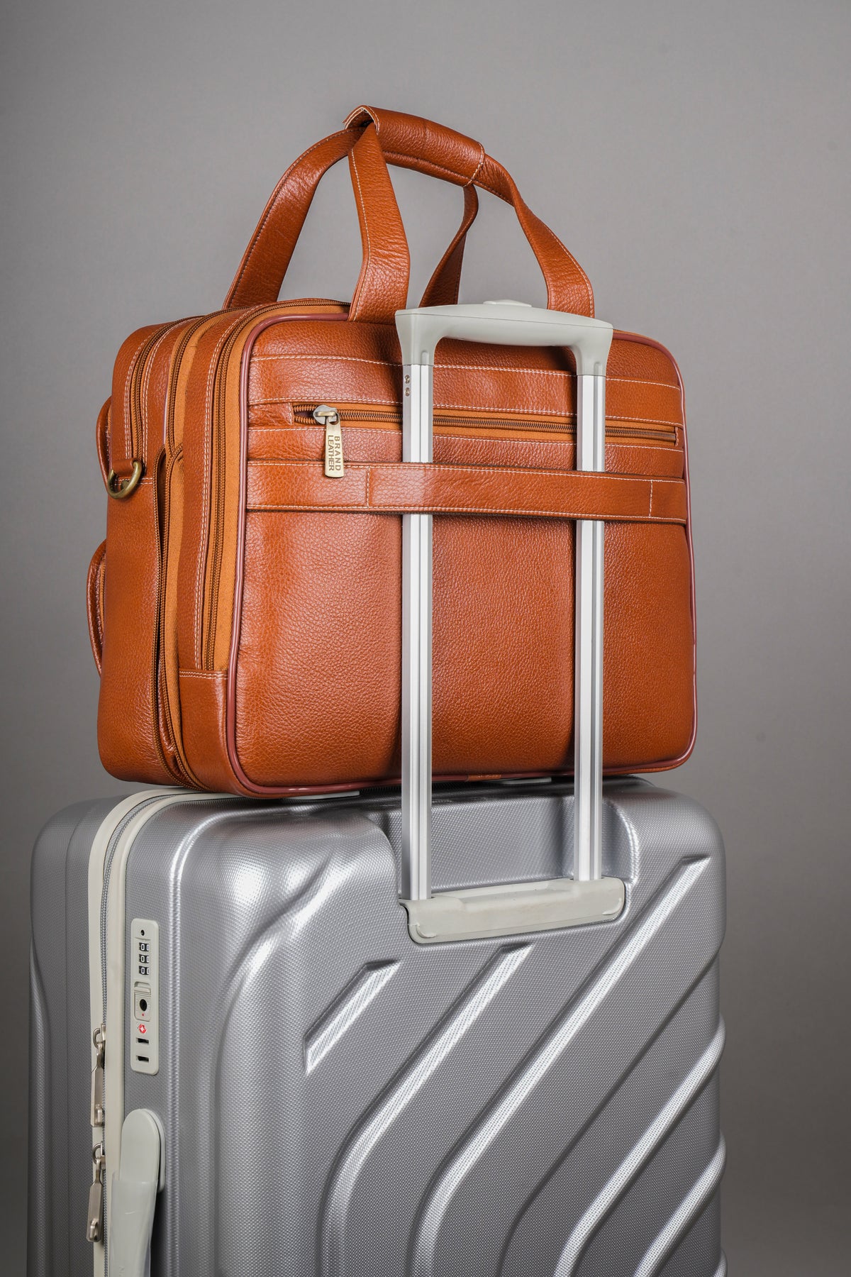 Genuine Leather Laptop Bag for Men/Office Bag for Men, Brown | Fits Upto 16" Laptop/MacBook| Bag with Shoulder Straps | Laptop Messenger Bag/Leather Bag for Men with Trolley Straps