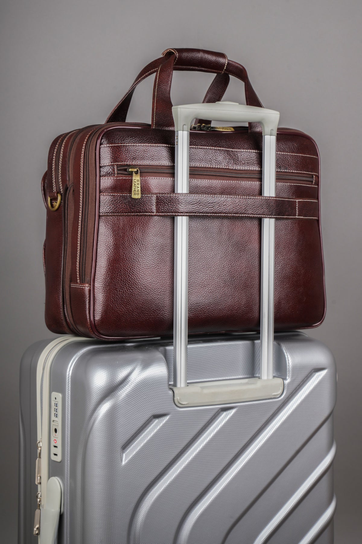 Genuine Leather Laptop Bag for Men/Office Bag for Men, Brown | Fits Upto 16" Laptop/MacBook| Bag with Shoulder Straps | Laptop Messenger Bag/Leather Bag for Men with Trolley Straps