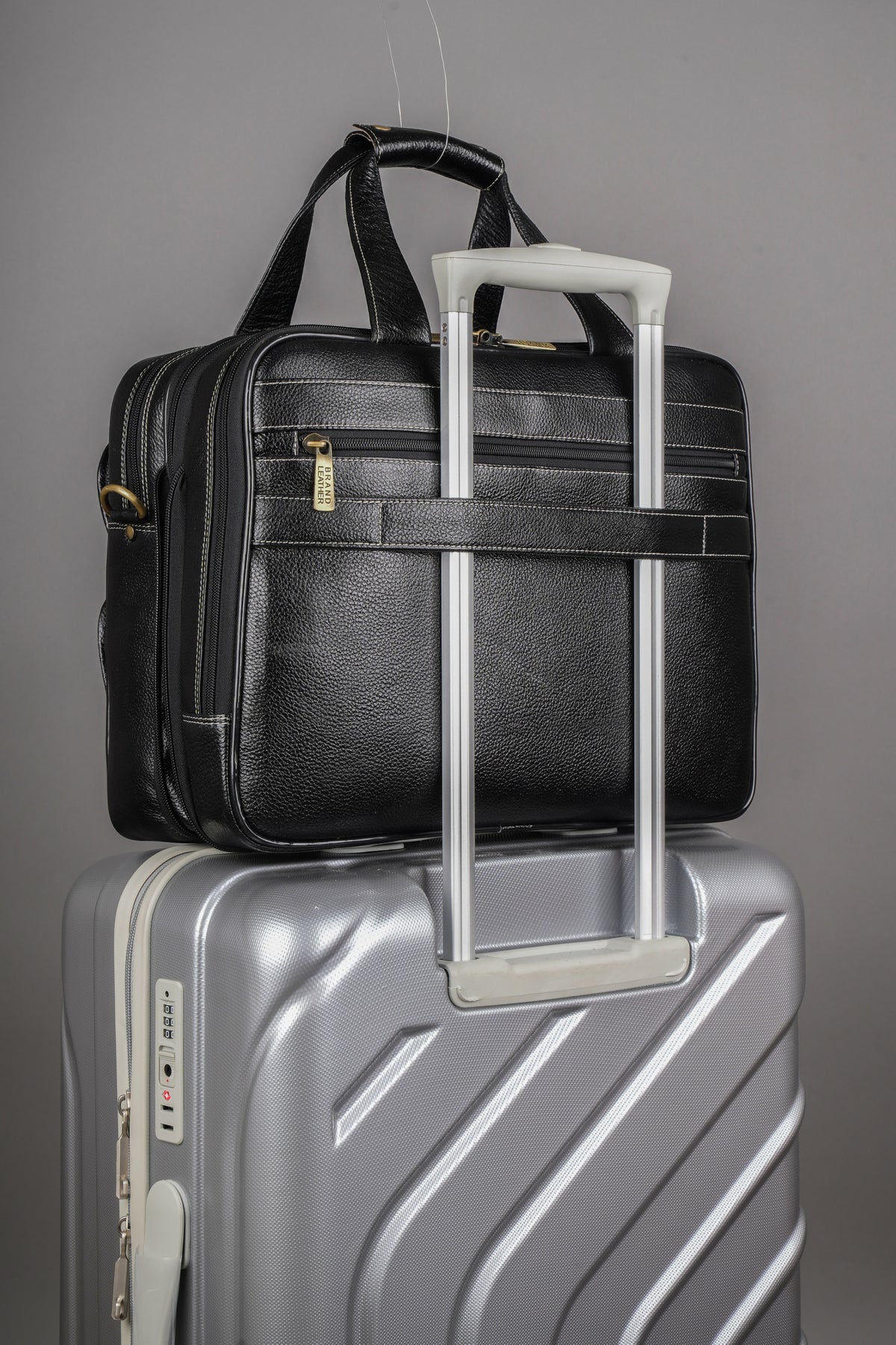 Genuine Leather Laptop Bag for Men/Office Bag for Men, Brown | Fits Upto 16" Laptop/MacBook| Bag with Shoulder Straps | Laptop Messenger Bag/Leather Bag for Men with Trolley Straps