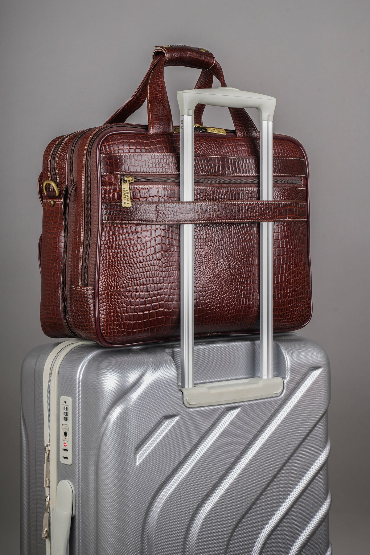 Genuine Leather Laptop Bag for Men/Office Bag for Men, Brown | Fits Upto 16" Laptop/MacBook| Bag with Shoulder Straps | Laptop Messenger Bag/Leather Bag for Men with Trolley Straps