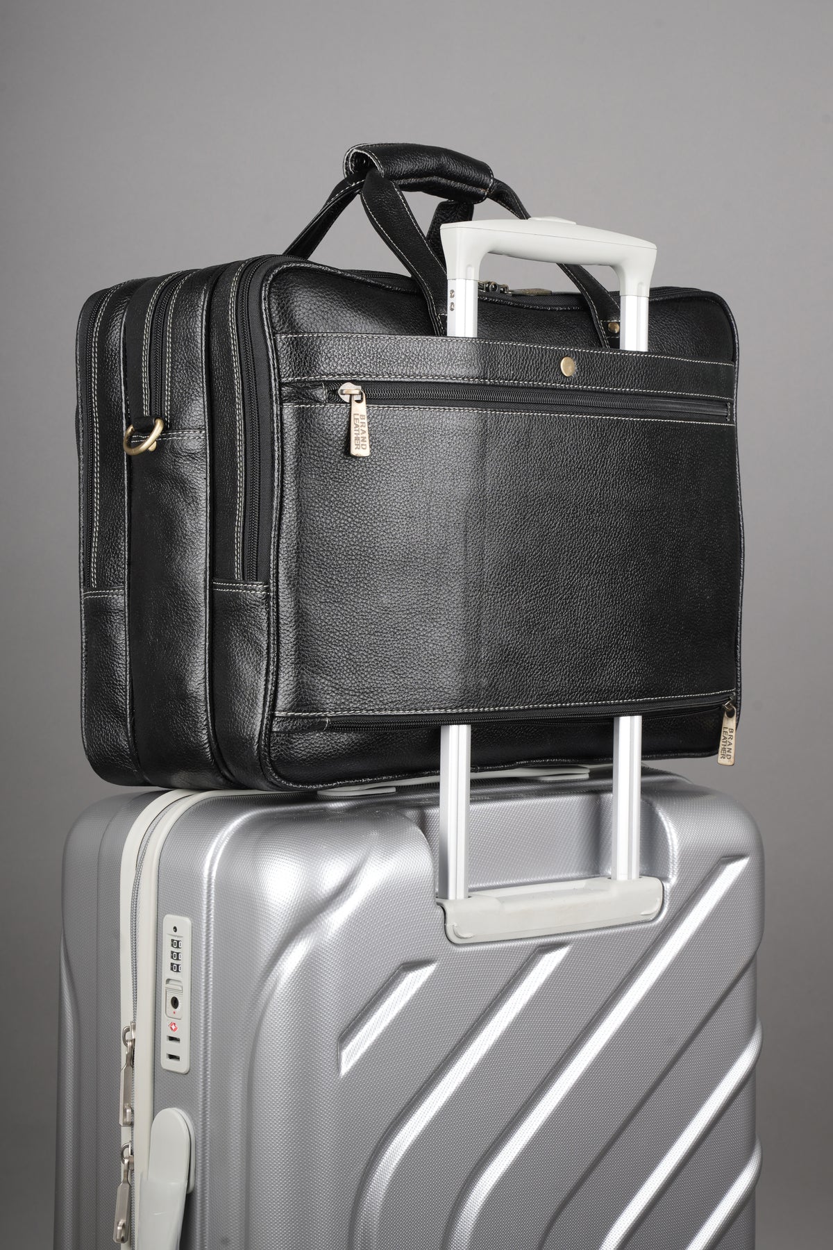 Genuine Leather 17 inch Laptop Messenger Bag with 3 Gusset|Shoulder Padded|ATM Card Slot|Mobile Pocket|Pen Pocket