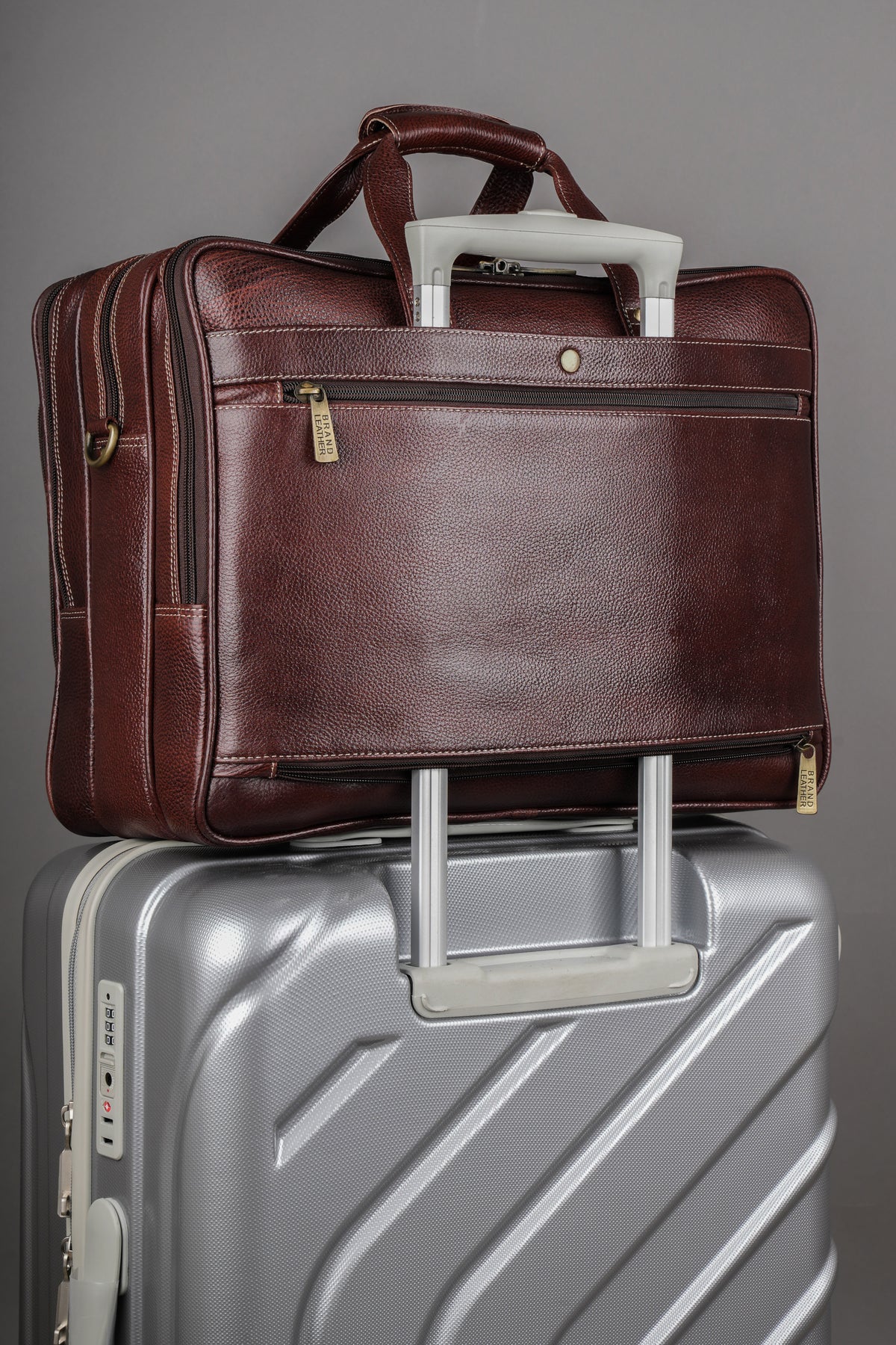 Genuine Leather 17 inch Laptop Messenger Bag with 3 Gusset|Shoulder Padded|ATM Card Slot|Mobile Pocket|Pen Pocket