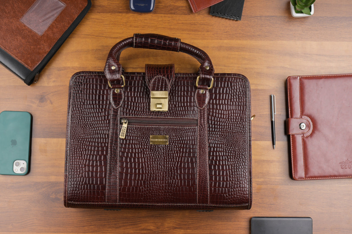 BRAND LEATHER Genuine Leather Laptop Bag for Men - Office Bag, Brown - Fits Up to 14/15.6/16 Inch Laptop/MacBook - Laptop Messenger Bag/Side Shoulder Bag with Adjustable Strap - 1 Year Warranty