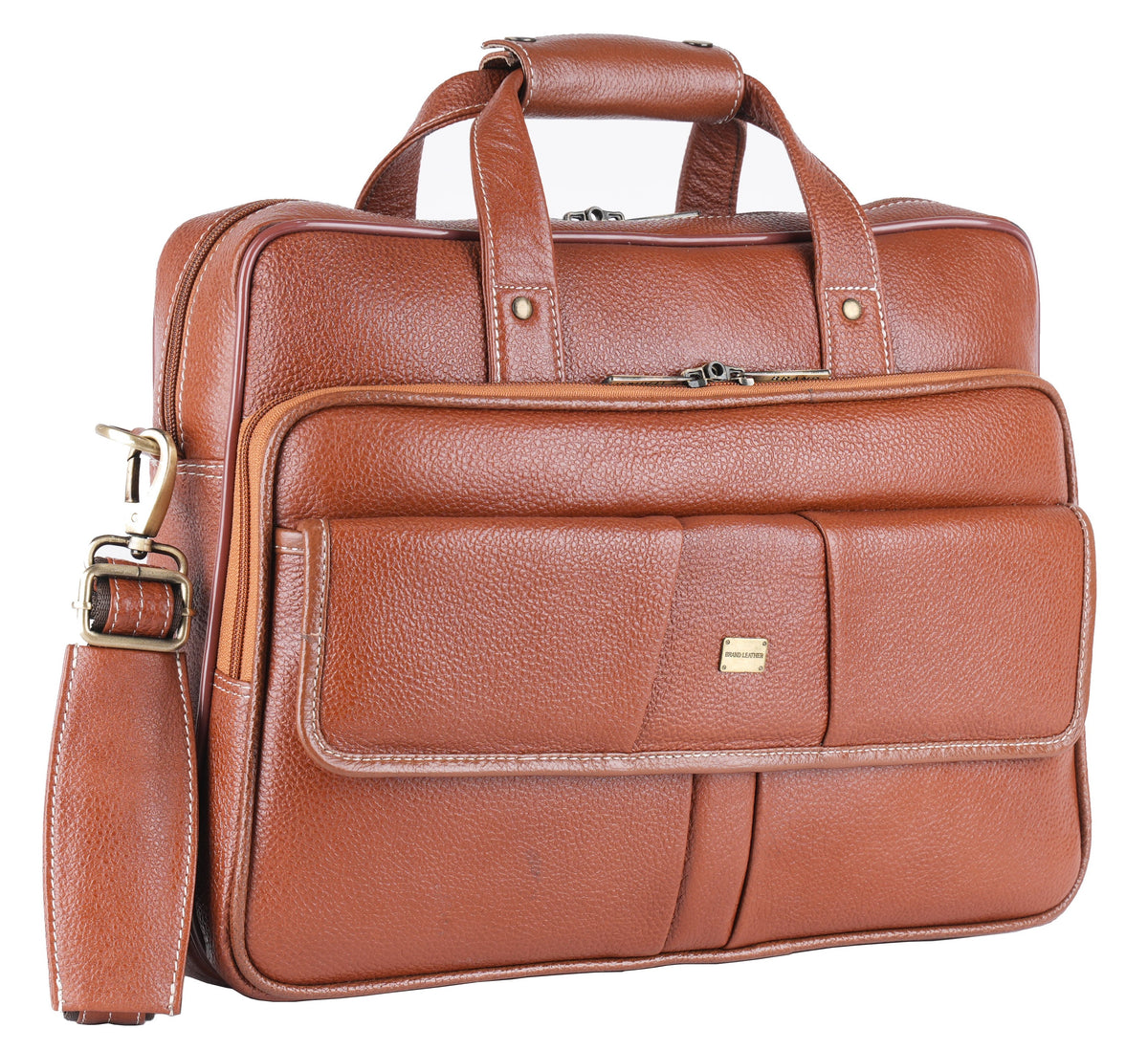 BRAND LEATHER Laptop Bag for Men - Genuine Leather Office Bag with Multiple Compartments Fits 14/15.6/16 Inch Laptop Bag - Messenger and Shoulder Bag for Travel - Water Resistant